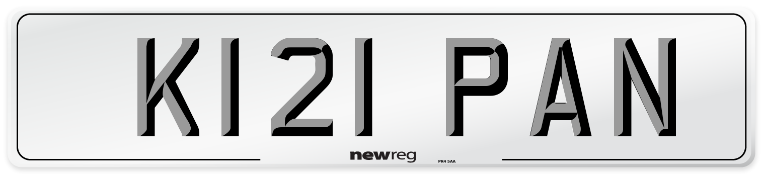 K121 PAN Number Plate from New Reg
